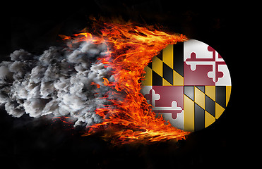Image showing Flag with a trail of fire and smoke - Maryland
