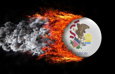 Image showing Flag with a trail of fire and smoke - Illinois