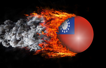 Image showing Flag with a trail of fire and smoke - Myanmar