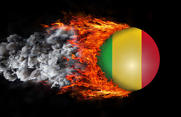 Image showing Flag with a trail of fire and smoke - Mali