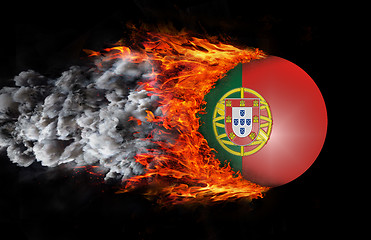 Image showing Flag with a trail of fire and smoke - Portugal