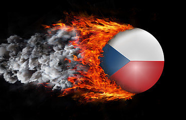 Image showing Flag with a trail of fire and smoke - Czech Republic