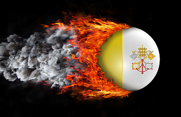 Image showing Flag with a trail of fire and smoke - Vatican City
