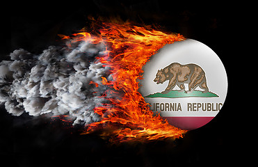 Image showing Flag with a trail of fire and smoke - California