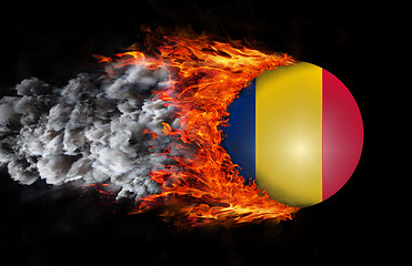 Image showing Flag with a trail of fire and smoke - Romania