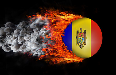 Image showing Flag with a trail of fire and smoke - Moldova