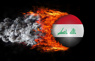 Image showing Flag with a trail of fire and smoke - Iraq