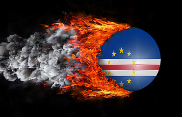 Image showing Flag with a trail of fire and smoke - Cape Verde