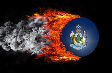 Image showing Flag with a trail of fire and smoke - Maine