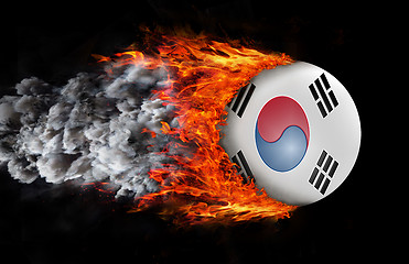 Image showing Flag with a trail of fire and smoke - South Korea