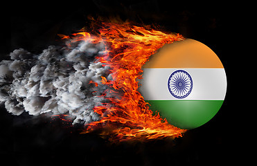 Image showing Flag with a trail of fire and smoke - India