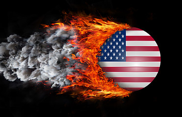 Image showing Flag with a trail of fire and smoke - United States