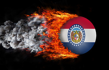 Image showing Flag with a trail of fire and smoke - Missouri