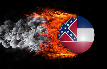 Image showing Flag with a trail of fire and smoke - Mississippi