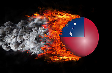 Image showing Flag with a trail of fire and smoke - Samoa