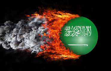 Image showing Flag with a trail of fire and smoke - Saudi Arabia