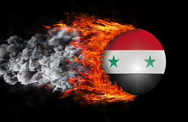 Image showing Flag with a trail of fire and smoke - Syria