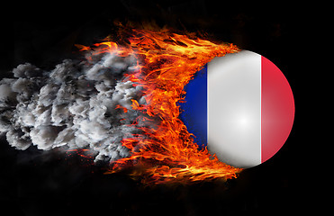 Image showing Flag with a trail of fire and smoke - France