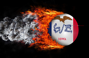 Image showing Flag with a trail of fire and smoke - Iowa