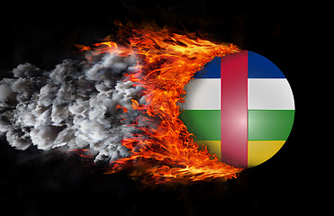 Image showing Flag with a trail of fire and smoke - Central African Republic