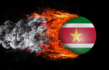 Image showing Flag with a trail of fire and smoke - Suriname