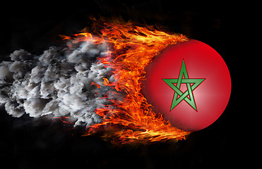 Image showing Flag with a trail of fire and smoke - Morocco