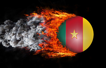 Image showing Flag with a trail of fire and smoke - Cameroon