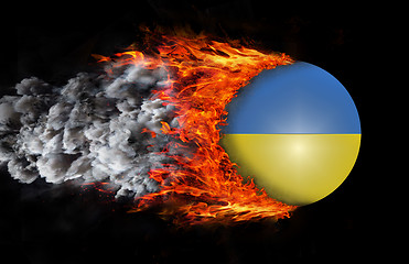 Image showing Flag with a trail of fire and smoke - Ukraine