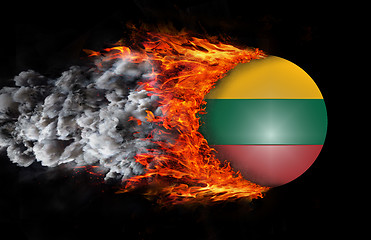 Image showing Flag with a trail of fire and smoke - Lithuania