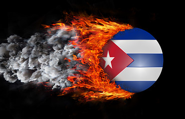 Image showing Flag with a trail of fire and smoke - Cuba