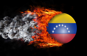 Image showing Flag with a trail of fire and smoke - Venezuela