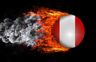 Image showing Flag with a trail of fire and smoke - Peru