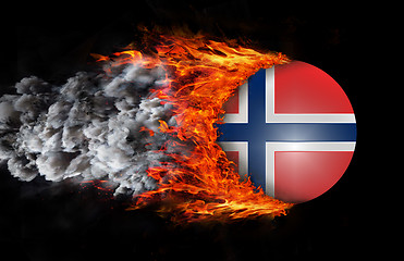 Image showing Flag with a trail of fire and smoke - Norway