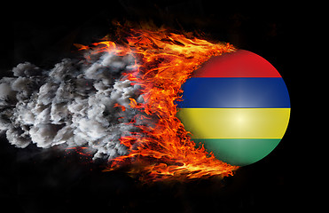 Image showing Flag with a trail of fire and smoke - Mauritius