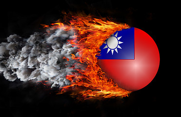 Image showing Flag with a trail of fire and smoke - Taiwan