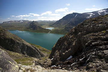 Image showing Besseggen Ridge in Jotunheimen National Park, Norway