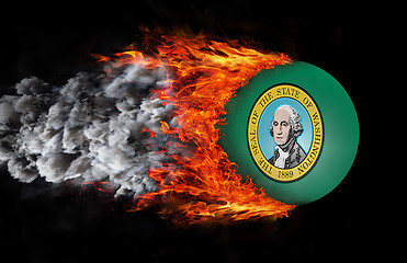 Image showing Flag with a trail of fire and smoke - Washington