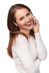 Image showing Happy woman talking on cell phone