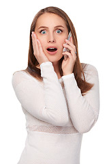 Image showing Happy woman talking on cell phone