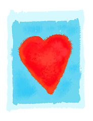 Image showing Abstract bright red heart on blue background