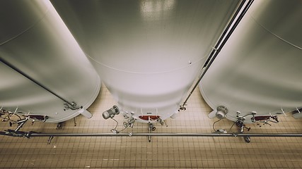 Image showing Large industrial white silos in modern factory