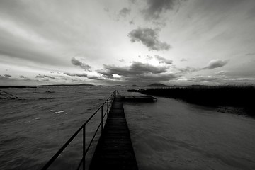 Image showing Wooden path trough the lakes