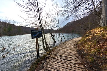 Image showing Wooden path trough the lakes