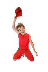 Image showing Spirited Happy Boy Jumping