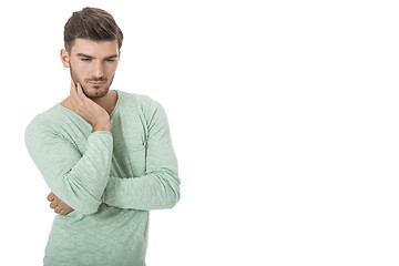 Image showing young man in casual fashion on white