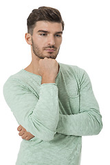 Image showing young man in casual fashion on white