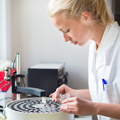 Image showing Scientist working in analytical laboratory.