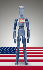 Image showing Wood figure mannequin with US state flag bodypaint - Colorado