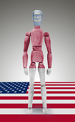 Image showing Wood figure mannequin with US state flag bodypaint - North Carol