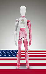 Image showing Wood figure mannequin with US state flag bodypaint - California